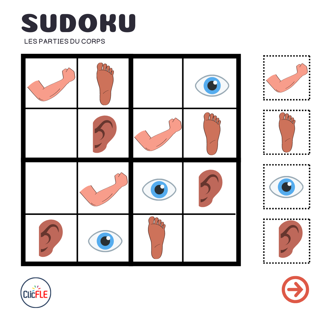 Sudoku – Les parties du corps